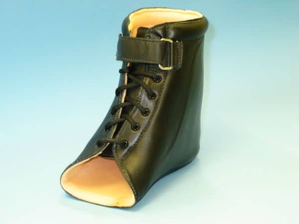 leather gauntlet AFO, black boot