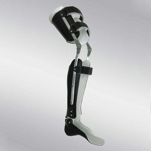 (KAFO) knee ankle foot orthosis, black and white patterned